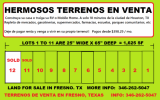 Hermosos Terrenos de Venta en Fresno, Texas 77545